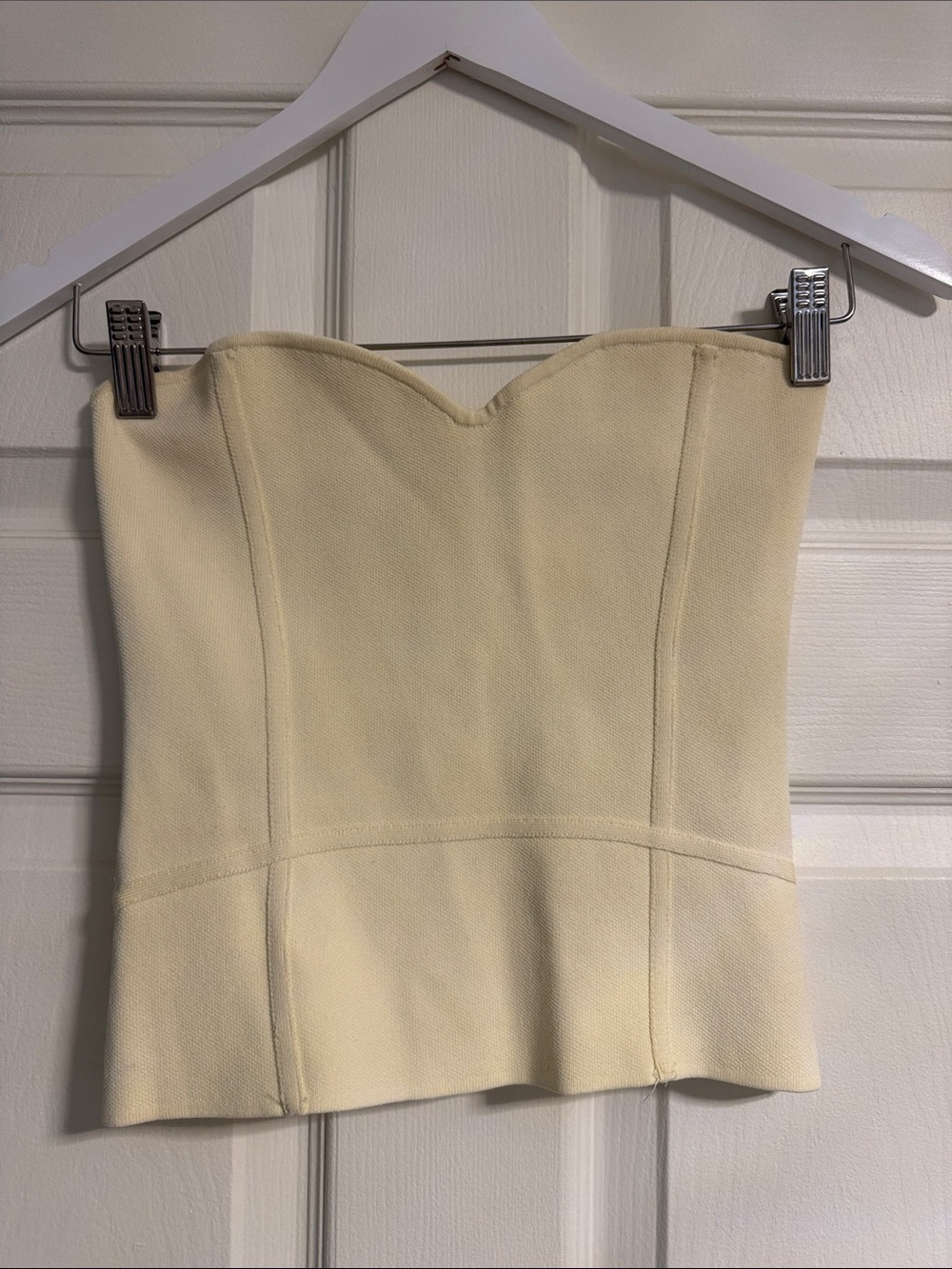 Strapless Sweetheart knit Bustier Top in Cream